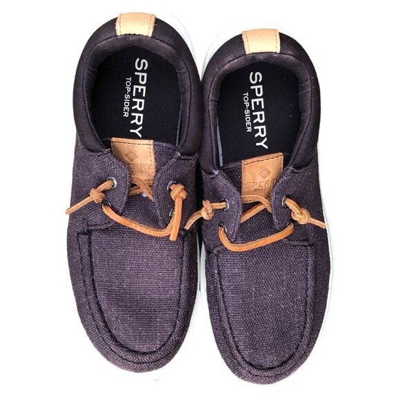 Sperry Top Sider Womens Boat Shoes STS88240 Black Taupe Deck Loafers Sz 6M - Picture 6 of 7